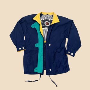 1990s small nautical jacket by Braefair Sport, womens blue & teal pea coat